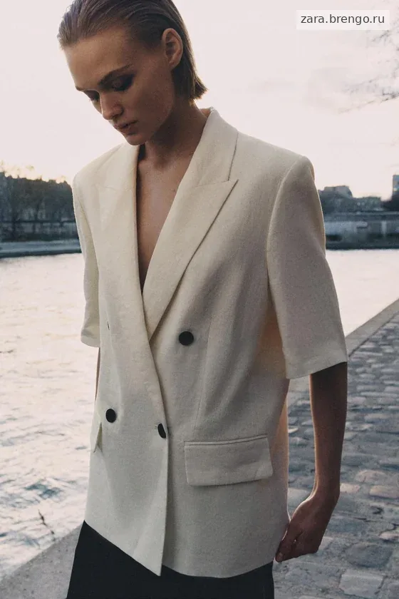 БЛЕЙЗЕР ИЗ ЛЬНА С КОРОТКИМИ РУКАВАМИ — коллекция Zara «ZW»
