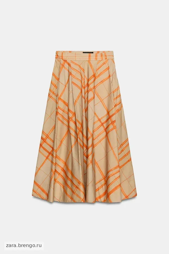 РАСКЛЕШЕННАЯ ЮБКА МИДИ В КЛЕТКУ — коллекция Zara «ZW»