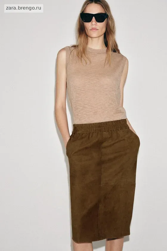 ЮБКА ИЗ ЗАМШИ — коллекция Zara «ZW» лимитированная серия