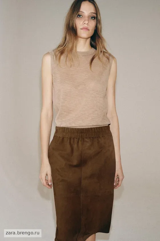 ЮБКА ИЗ ЗАМШИ — коллекция Zara «ZW» лимитированная серия