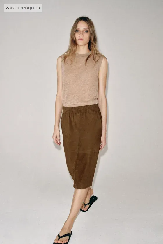 ЮБКА ИЗ ЗАМШИ — коллекция Zara «ZW» лимитированная серия