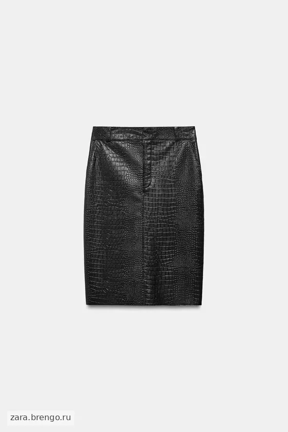 ЮБКА ИЗ КОЖИ ПОД КОЖУ КРОКОДИЛА — коллекция Zara «ZW» лимитированная серия