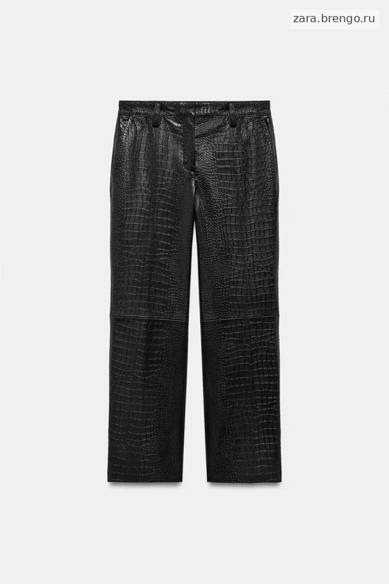 БРЮКИ ИЗ КОЖИ С ТИСНЕНИЕМ ПОД КОЖУ КРОКОДИЛА — коллекция Zara «ZW» лимитированная серия