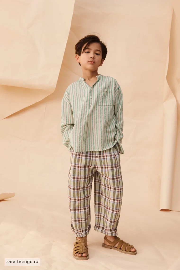 Брюки в клетку Лимитированная коллекция с контрастным карманом
