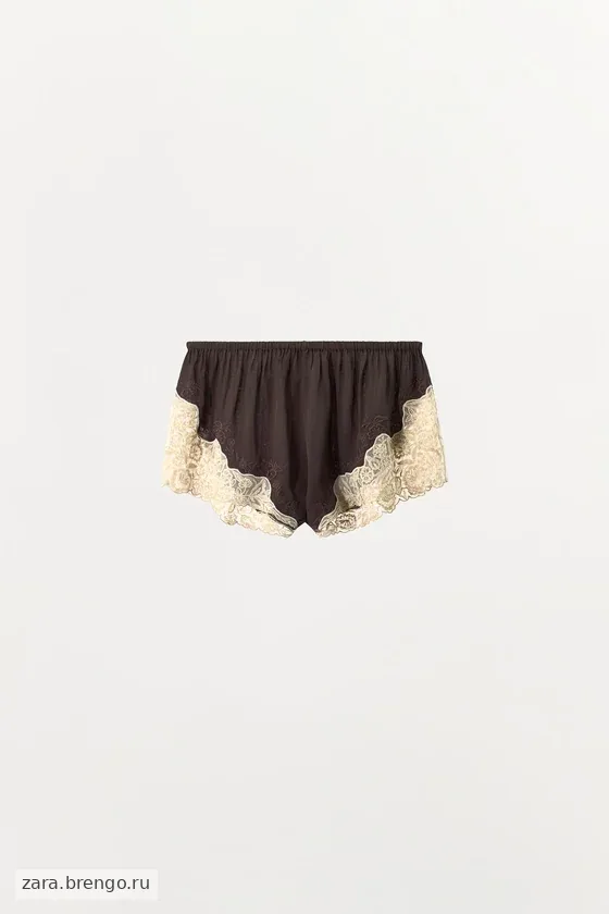 ШОРТЫ ИЗ 100% ВИСКОЗЫ С КРУЖЕВОМ И БУСИНАМИ