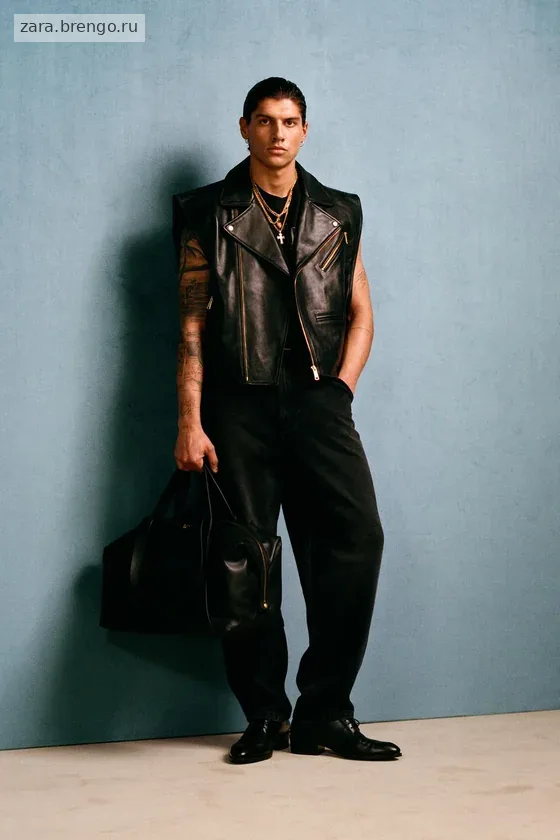 Кожаный жилет байкера willy chavarria x zara