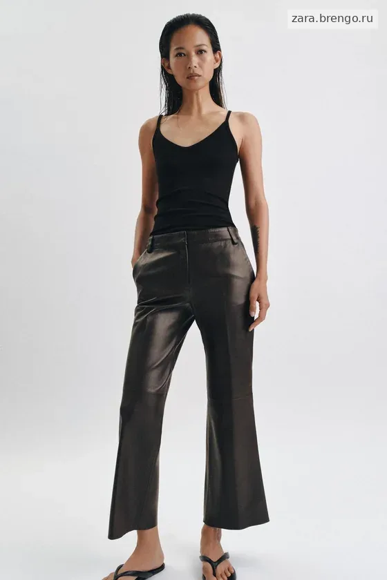 РАСКЛЕШЕННЫЕ БРЮКИ ИЗ КОЖИ — коллекция Zara «ZW» лимитированная серия