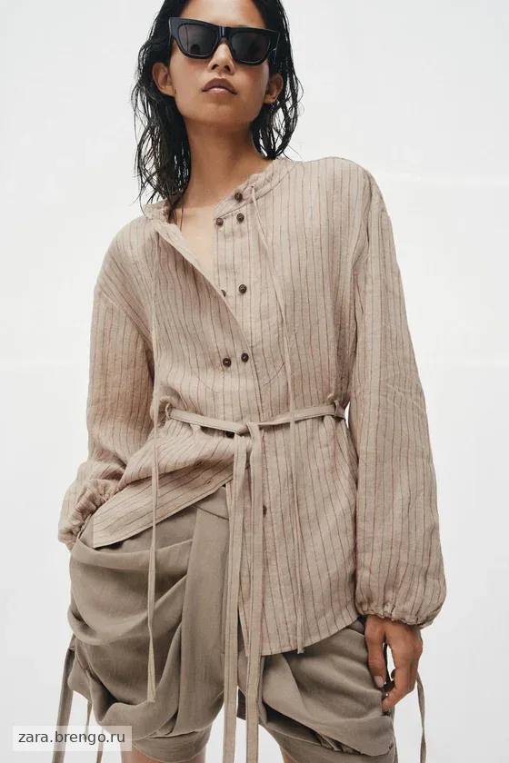 РУБАШКА В ПОЛОСКУ ИЗ ЛЬНА — коллекция Zara «ZW»