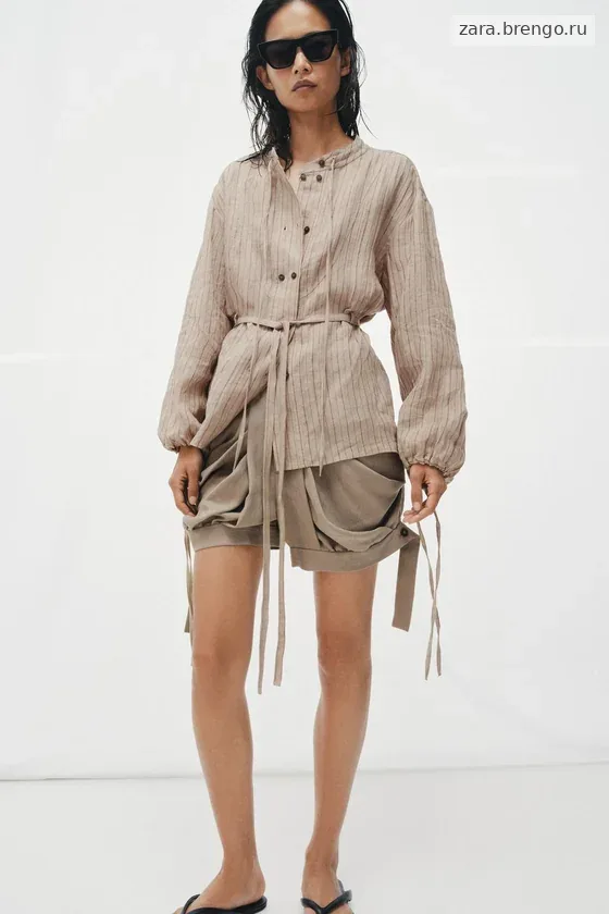 РУБАШКА В ПОЛОСКУ ИЗ ЛЬНА — коллекция Zara «ZW»