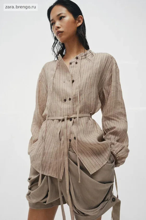 РУБАШКА В ПОЛОСКУ ИЗ ЛЬНА — коллекция Zara «ZW»