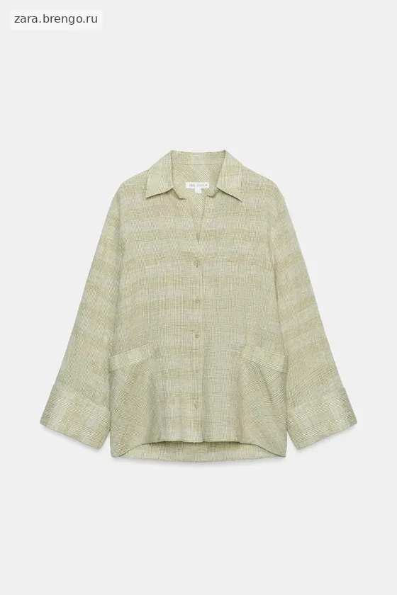 РУБАШКА ИЗ ЛЬНА В КЛЕТКУ — коллекция Zara «ZW»