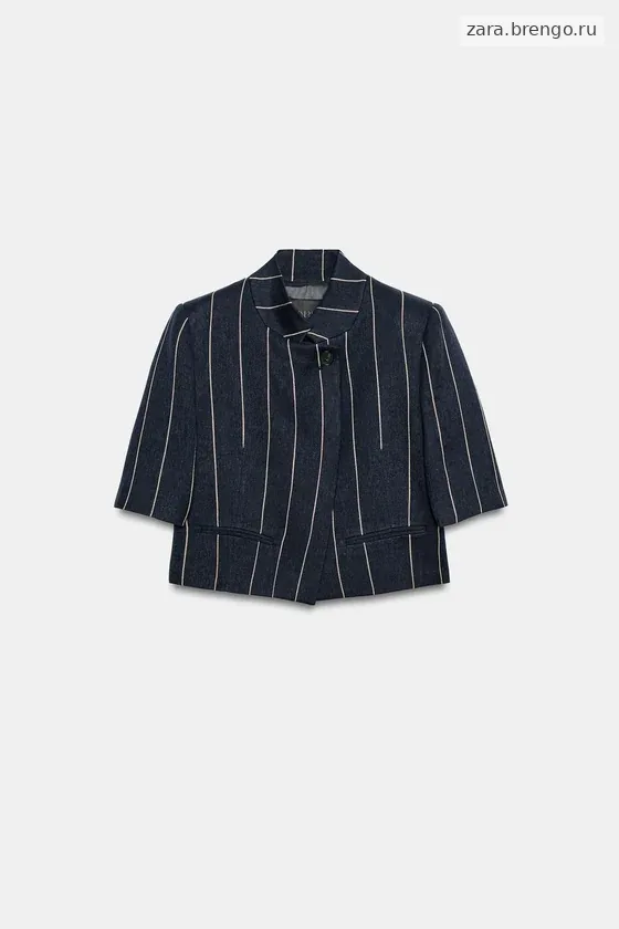 УКОРОЧЕННАЯ КУРТКА В ПОЛОСКУ ИЗ ЛЬНА — коллекция Zara «ZW»