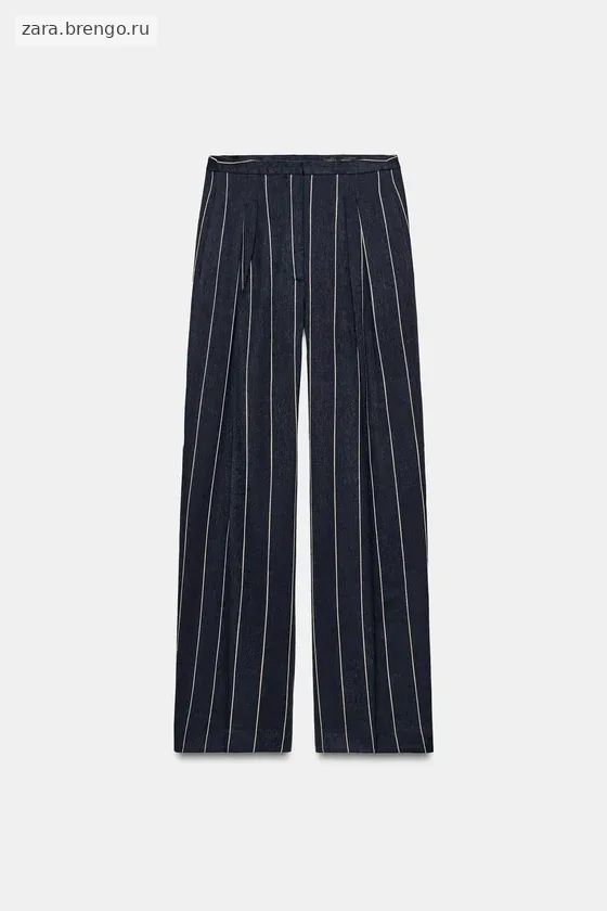 БРЮКИ В ПОЛОСКУ ИЗ СМЕСОВОГО ЛЬНА — коллекция Zara «ZW»