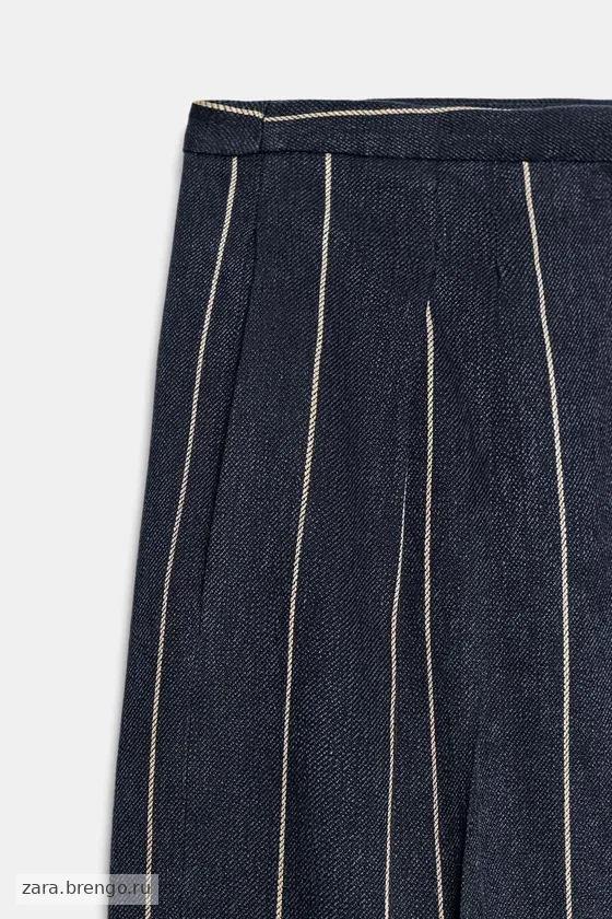 БРЮКИ В ПОЛОСКУ ИЗ СМЕСОВОГО ЛЬНА — коллекция Zara «ZW»