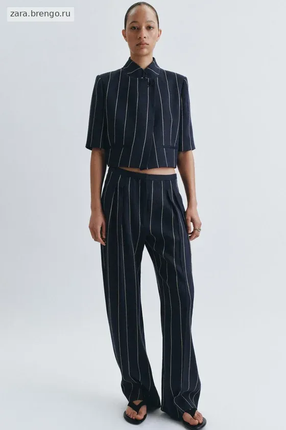 БРЮКИ В ПОЛОСКУ ИЗ СМЕСОВОГО ЛЬНА — коллекция Zara «ZW»