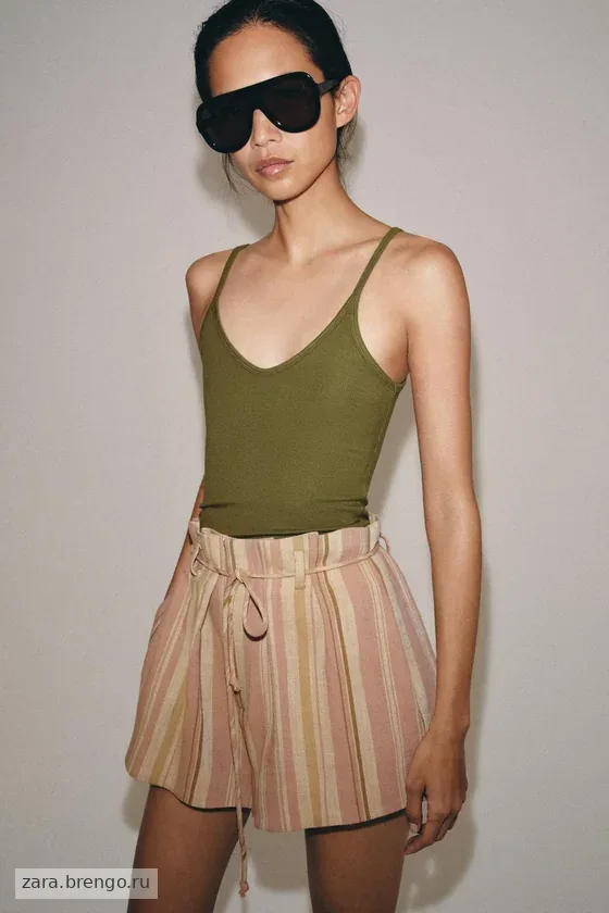 ШОРТЫ В ПОЛОСКУ С ПОЯСОМ — коллекция Zara «ZW»