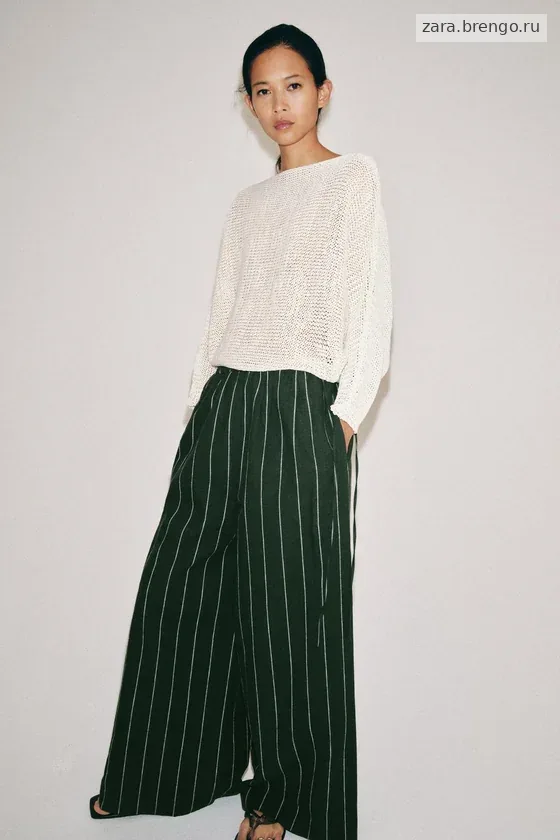 БРЮКИ В ПОЛОСКУ ИЗ СМЕСОВОГО ЛЬНА — коллекция Zara «ZW»