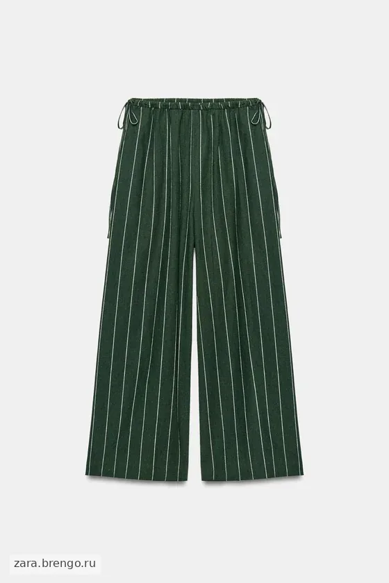 БРЮКИ В ПОЛОСКУ ИЗ СМЕСОВОГО ЛЬНА — коллекция Zara «ZW»