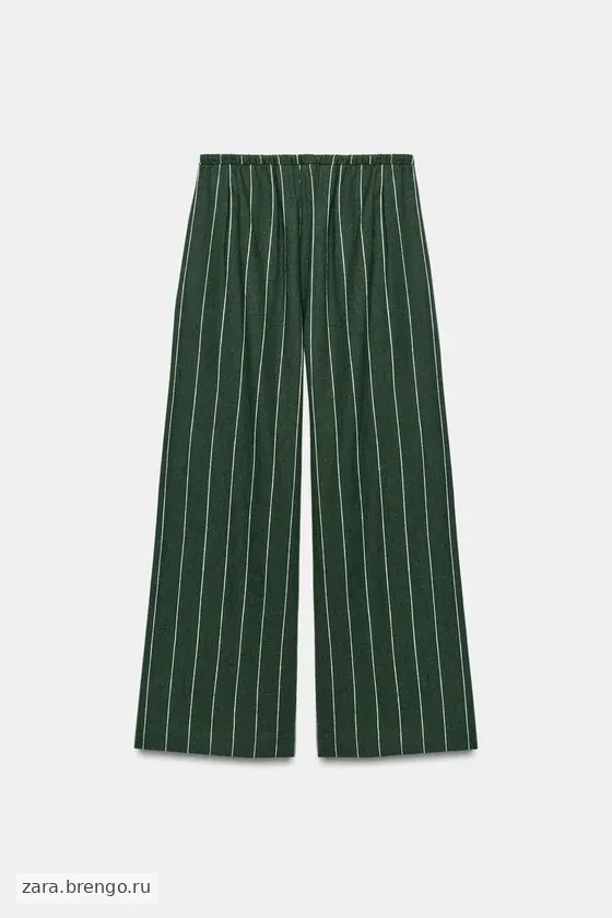 БРЮКИ В ПОЛОСКУ ИЗ СМЕСОВОГО ЛЬНА — коллекция Zara «ZW»