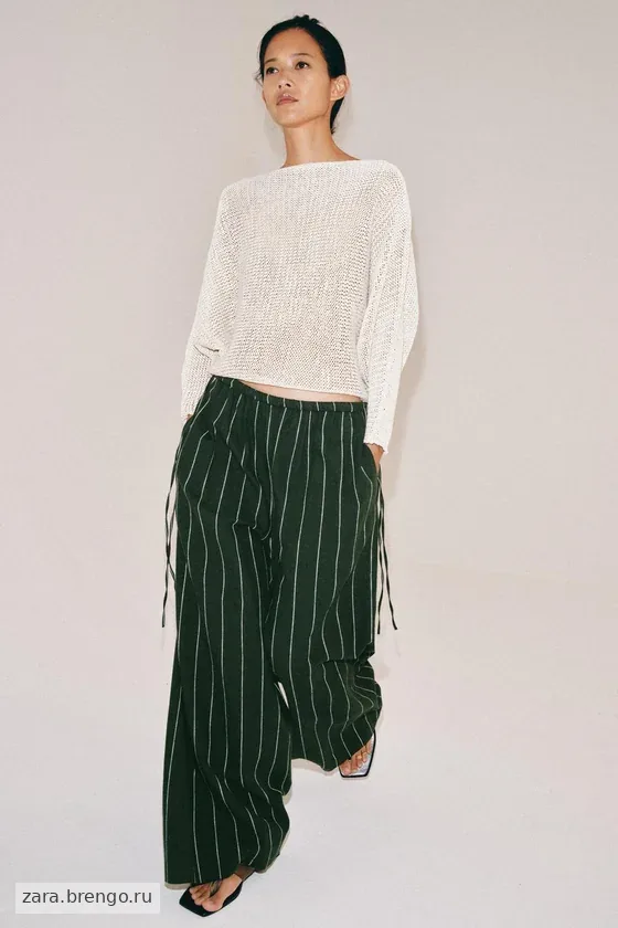 БРЮКИ В ПОЛОСКУ ИЗ СМЕСОВОГО ЛЬНА — коллекция Zara «ZW»