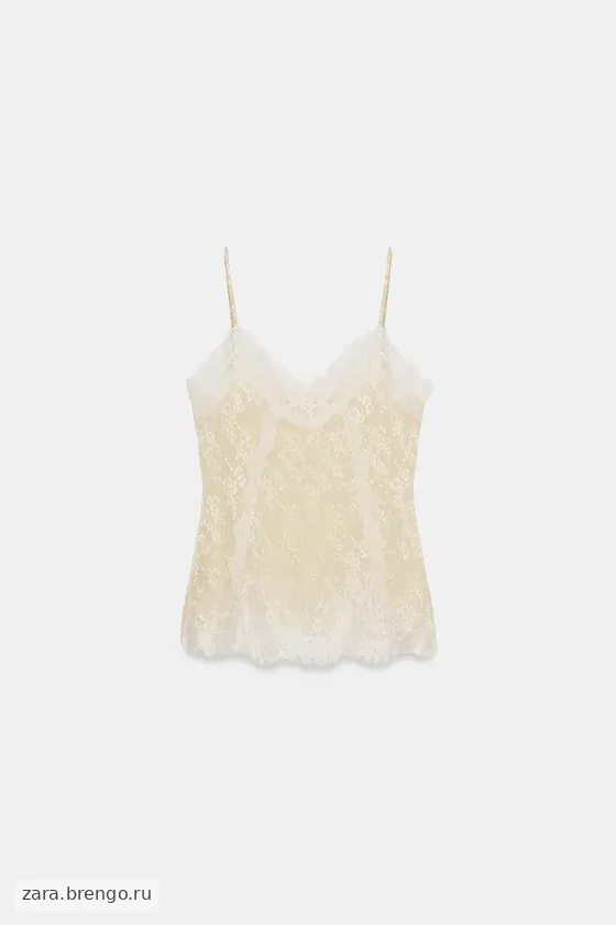 ЖАККАРДОВЫЙ ТОП С КРУЖЕВОМ — коллекция Zara «ZW»