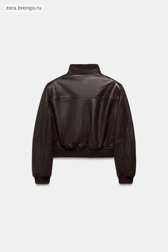 Кожаная бомбер-куртка с накладными подкладками Zara «ZW» Лимитированная коллекция