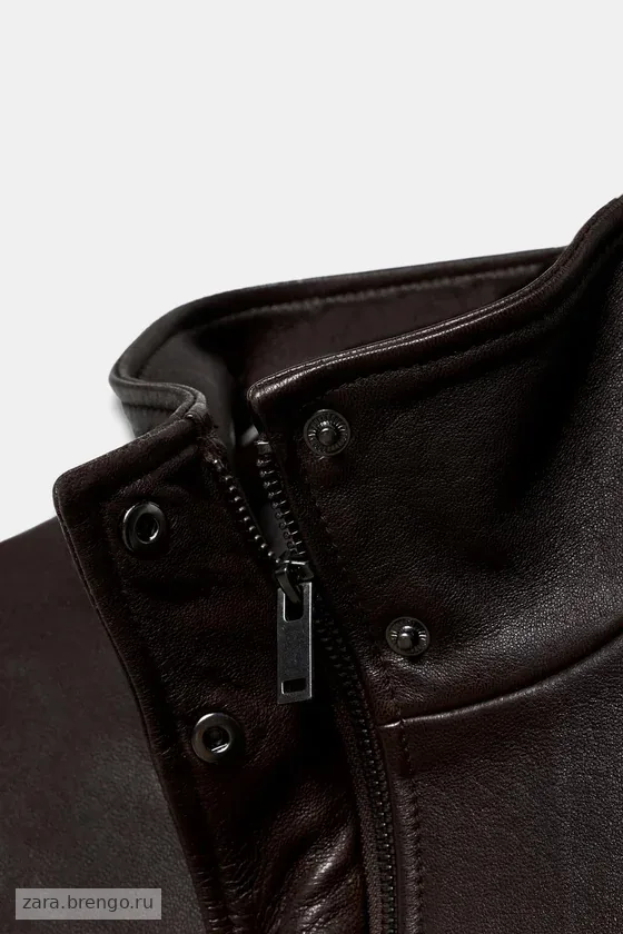 Кожаная бомбер-куртка с накладными подкладками Zara «ZW» Лимитированная коллекция