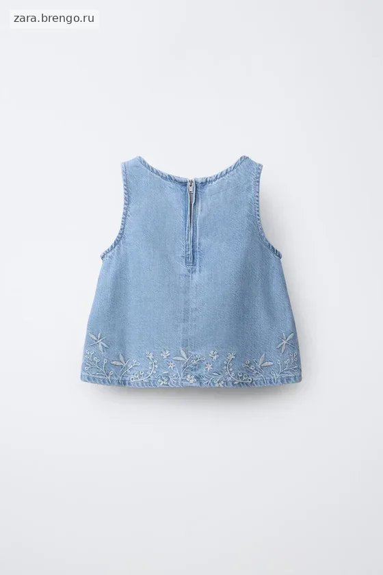 Топ из денима с вышивкой