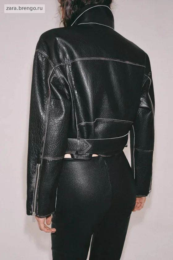 КОЖАНАЯ КУРТКА-КОСУХА — коллекция Zara «ZW» лимитированная серия