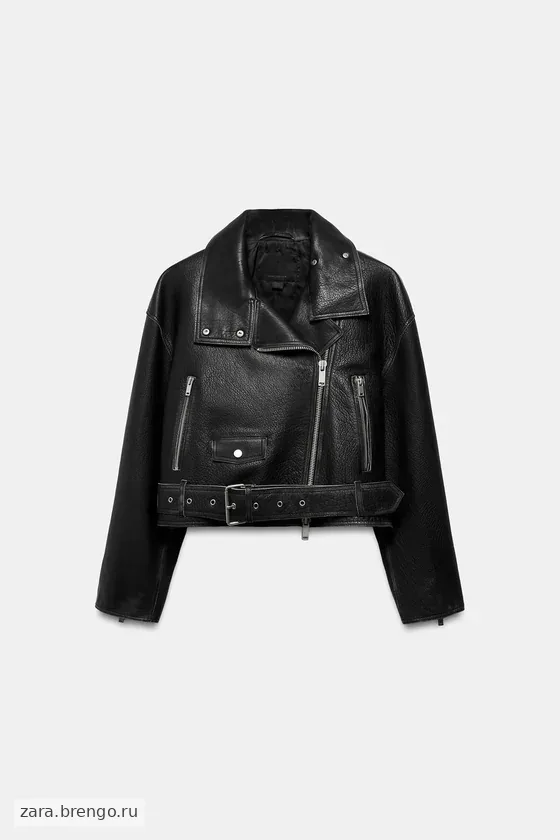 КОЖАНАЯ КУРТКА-КОСУХА — коллекция Zara «ZW» лимитированная серия