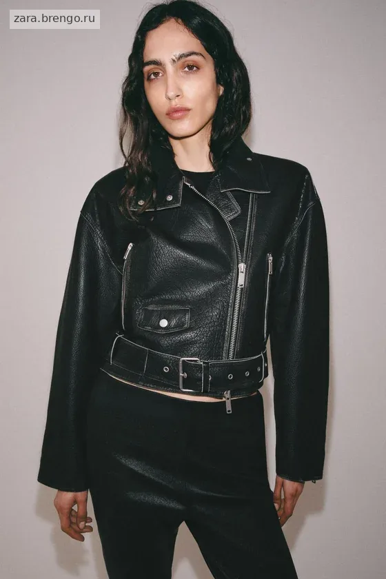 КОЖАНАЯ КУРТКА-КОСУХА — коллекция Zara «ZW» лимитированная серия