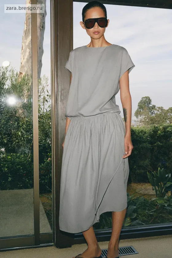 ПЛАТЬЕ МИДИ ИЗ ЛЬНА — коллекция Zara «ZW»