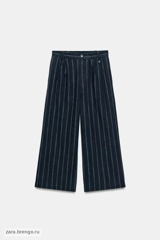 БРЮКИ В ПОЛОСКУ ИЗ СМЕСОВОГО ЛЬНА — коллекция Zara «ZW»