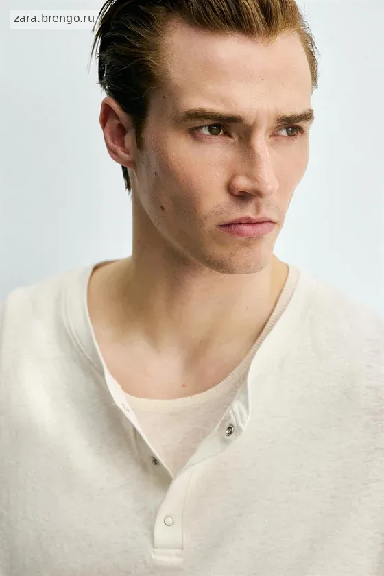 Футболка henley из хлопка и льна
