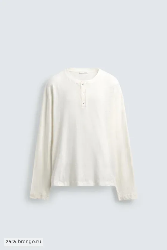 Футболка henley из хлопка и льна