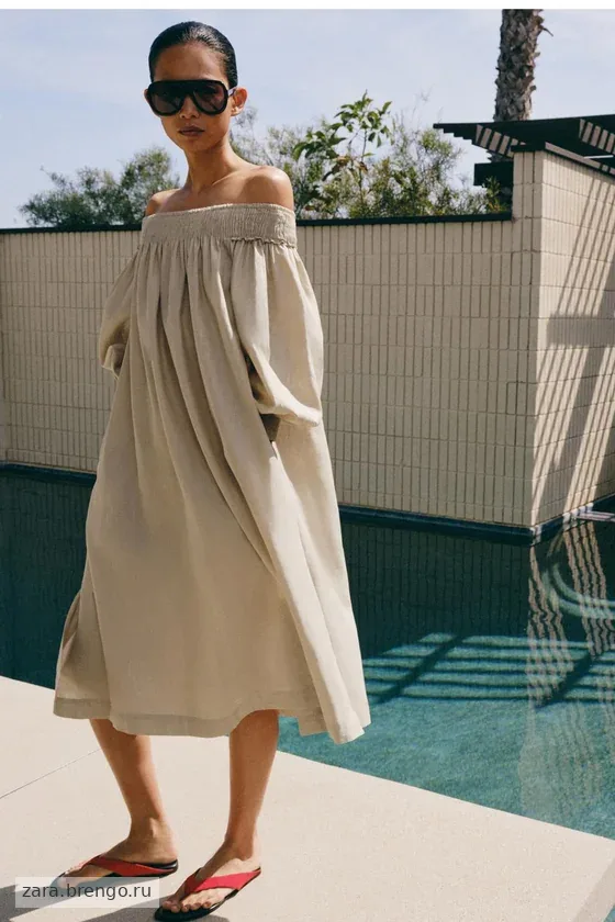 ПЛАТЬЕ МИДИ ИЗ ЛЬНА — коллекция Zara «ZW»