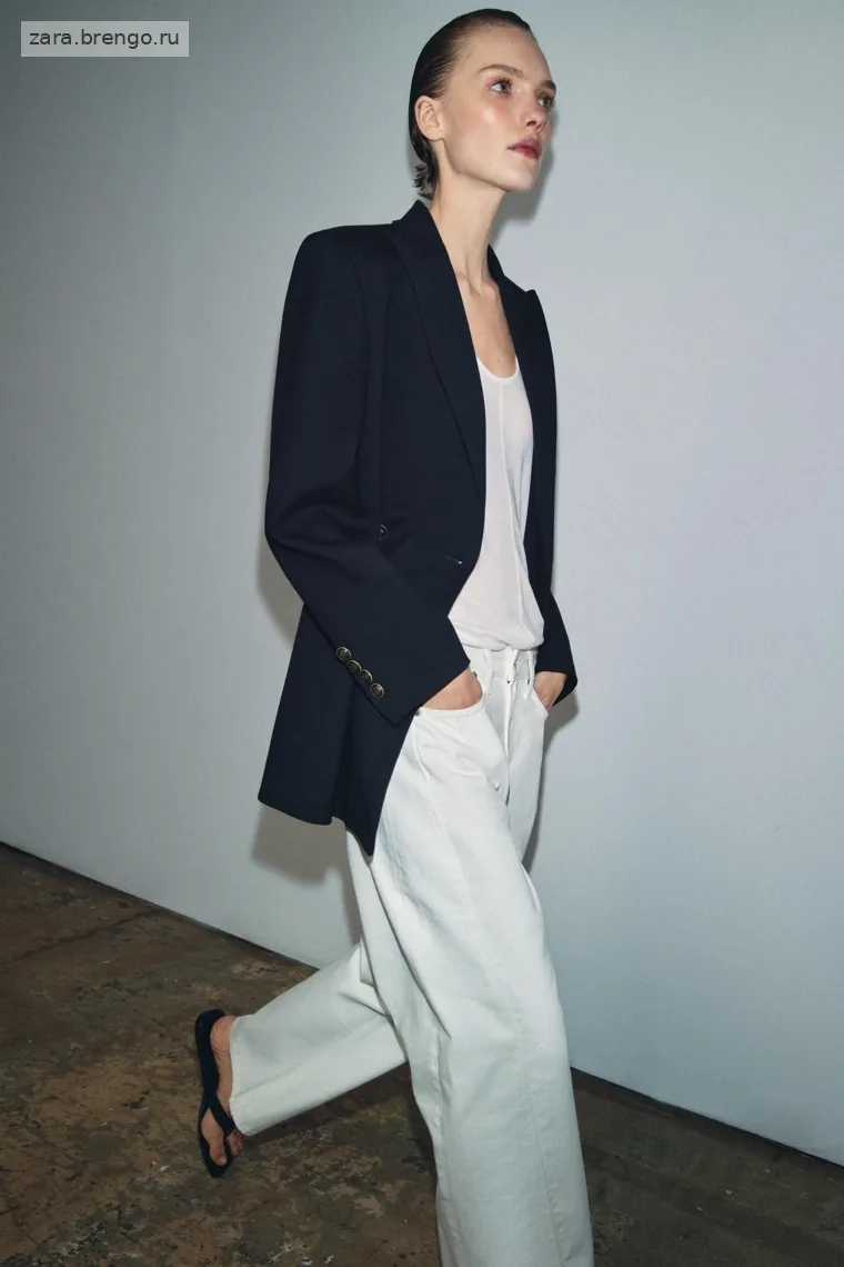 Джинсы средней посадки Zara «ZW» с укороченным свободным кроем на щиколотку
