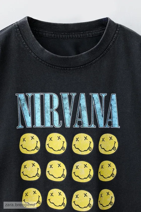 ФУТБОЛКА С ЭФФЕКТОМ ПОТЕРТОСТИ И ПРИНТОМ NIRVANA ®