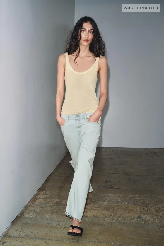 ДЖИНСЫ коллекция Zara «ZW» ПРЯМОГО КРОЯ СО СРЕДНЕЙ ПОСАДКОЙ И РВАНЫМИ ДЕТАЛЯМИ