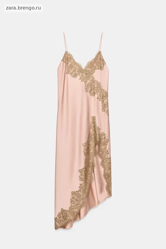 АТЛАСНОЕ ПЛАТЬЕ С КРУЖЕВОМ — коллекция Zara «ZW»