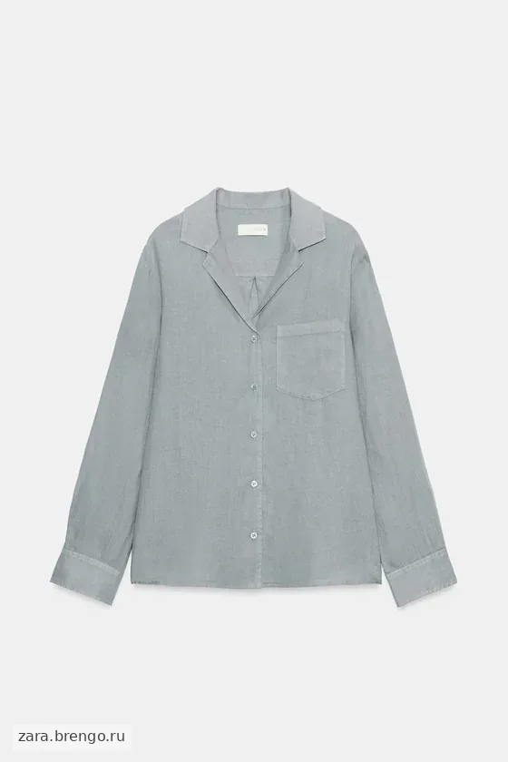 Льняная рубашка с карманом коллекция Zara «ZW»