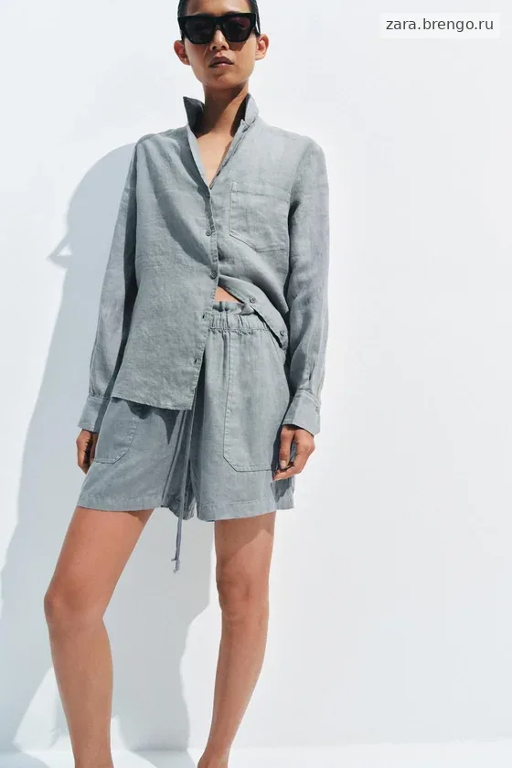 Льняная рубашка с карманом коллекция Zara «ZW»