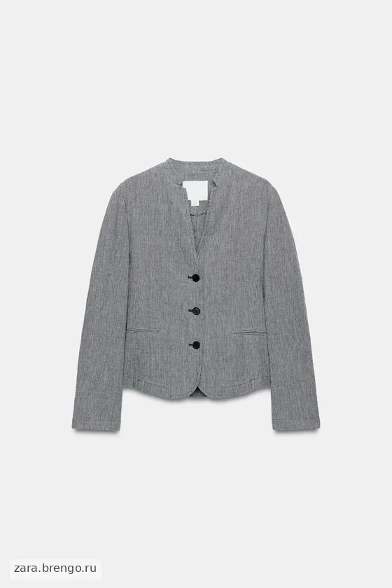 БЛЕЙЗЕР ИЗ ЛЬНА И ХЛОПКА В УЗОР «ГУСИНАЯ ЛАПКА» — коллекция Zara «ZW»