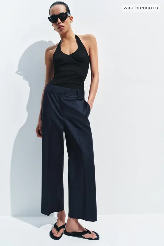 БРЮКИ ИЗ СМЕСОВОЙ ШЕРСТИ С ЗАУТЮЖЕННЫМИ СТРЕЛКАМИ — коллекция Zara «ZW»