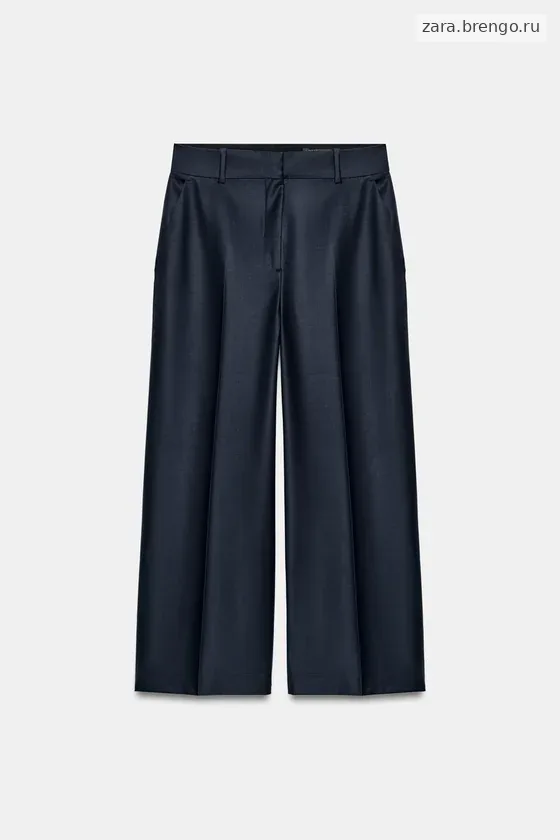 БРЮКИ ИЗ СМЕСОВОЙ ШЕРСТИ С ЗАУТЮЖЕННЫМИ СТРЕЛКАМИ — коллекция Zara «ZW»