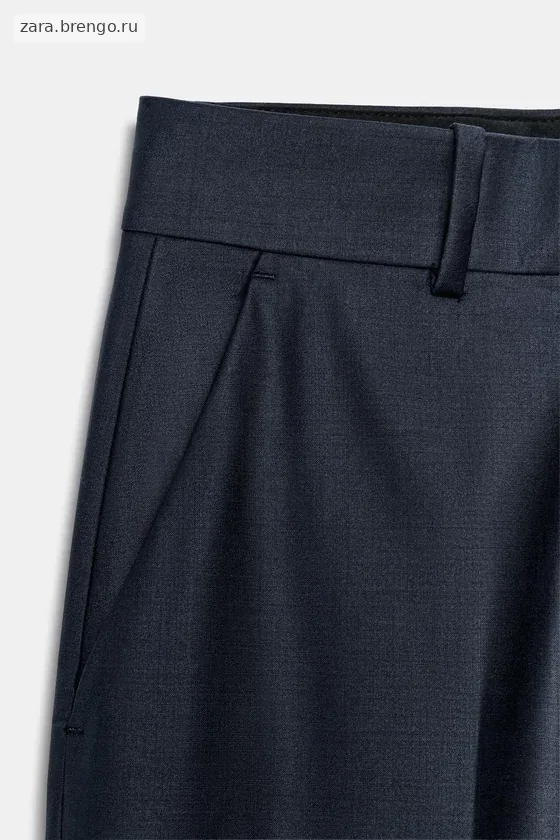 БРЮКИ ИЗ СМЕСОВОЙ ШЕРСТИ С ЗАУТЮЖЕННЫМИ СТРЕЛКАМИ — коллекция Zara «ZW»