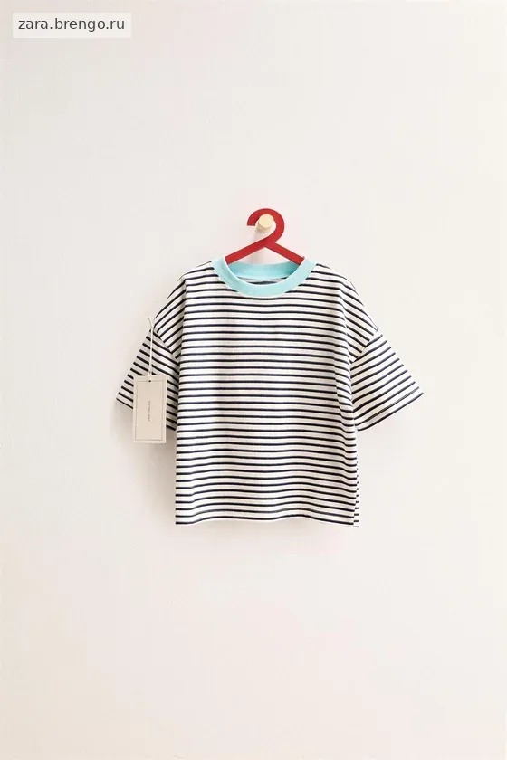 Zara «Timeless» - ФУТБОЛКА В ПОЛОСКУ С КОНТРАСТНЫМ ВОРОТНИКОМ