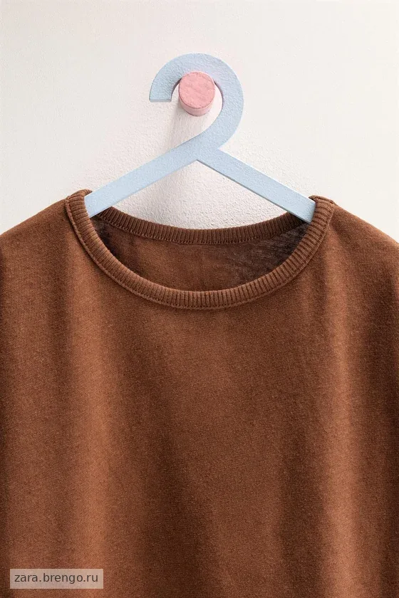 Zara «Timeless» - ОДНОТОННАЯ ФУТБОЛКА ИЗ ХЛОПКА И ЛЬНА