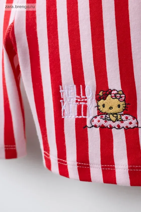ЛЕГГИНСЫ-ВЕЛОСИПЕДКИ В ПОЛОСКУ С ВЫШИВКОЙ HELLO KITTY ©
