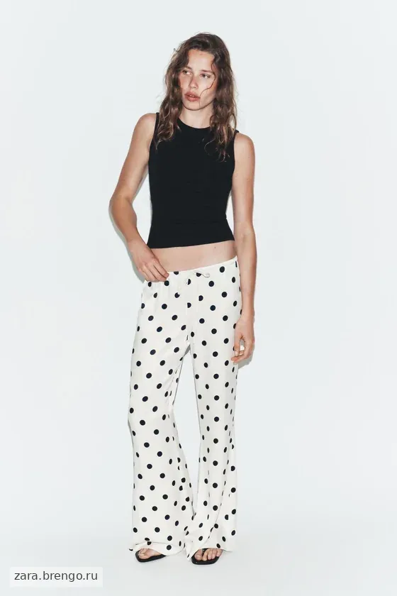 АТЛАСНЫЕ БРЮКИ В ГОРОШЕК НА ШНУРКЕ